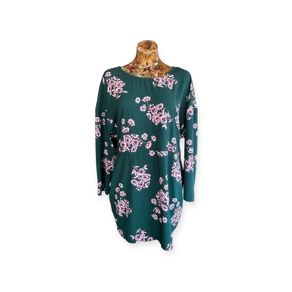Leith dress green purple pink large spring long sleeve floral